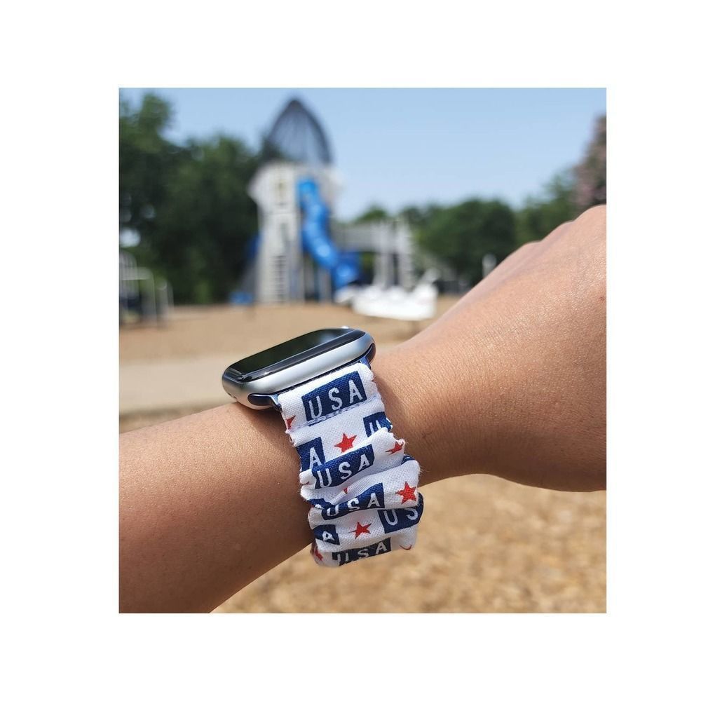 Patriotic USA Scrunchies Watch Band for Apple Watch, Fitbit Sense Versa 321 Lite